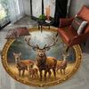Deers Round Area Rug,Carpet Rug for Living Room Bedroom Sofa Playroom Decor,Non-slip Floor Mat