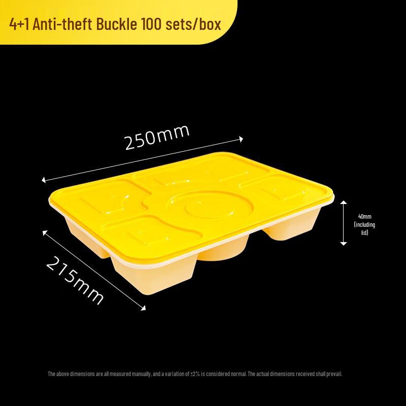 

Secure Disposable Multi-Compartment Food Container