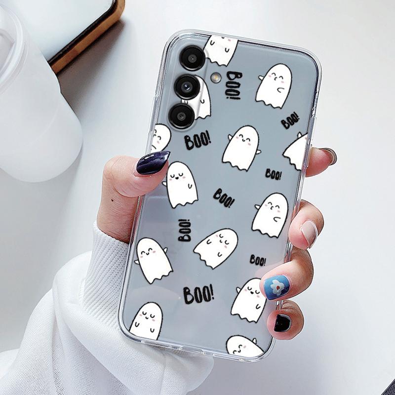 Transparent Case For Samsung Galaxy A24 A17 A16 A56 A55 A54 A06 4G Cover Cartoon Flowers Soft Clear Shockproof Funda Face Capa