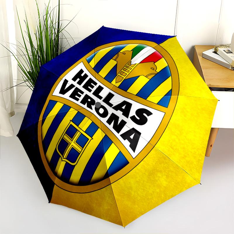 Wzór Hellas Verona FC, automatyczny składany parasol, przenośna i składana konstrukcja, 8 żeber, prezent na Boże Narodzenie lub urodziny.