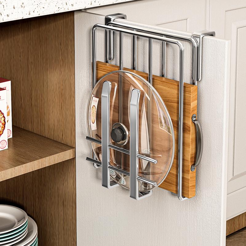 Stainless Steel Kitchen Storage Rack: Hanging Organizer with Cabinet Baskets & Paper Towel Holder