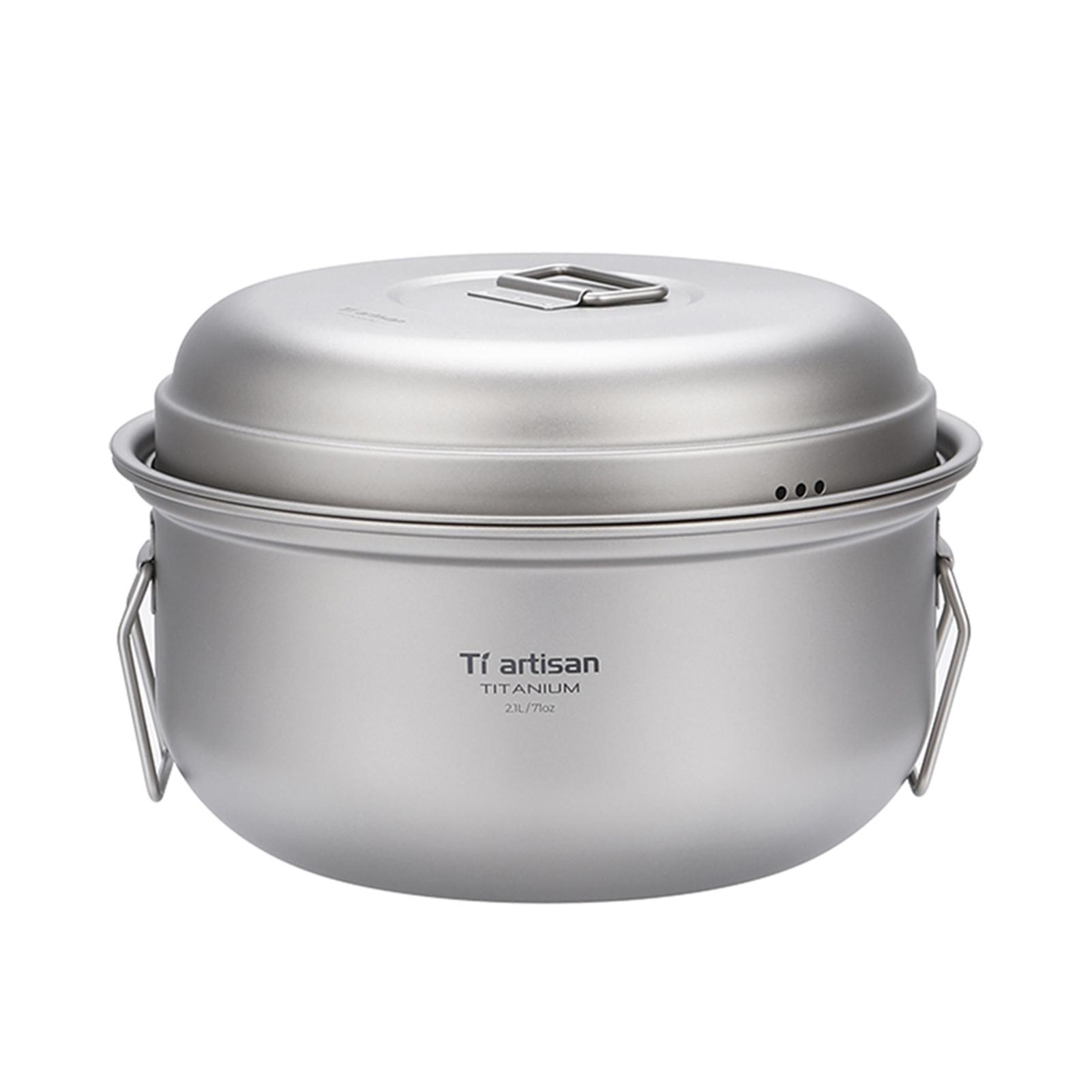 

Титановый набор кастрюль для пароварки с крышкой, набор для приготовления супа на открытом воздухе, кастрюля для приготовления пара, набор для посуды серебряный