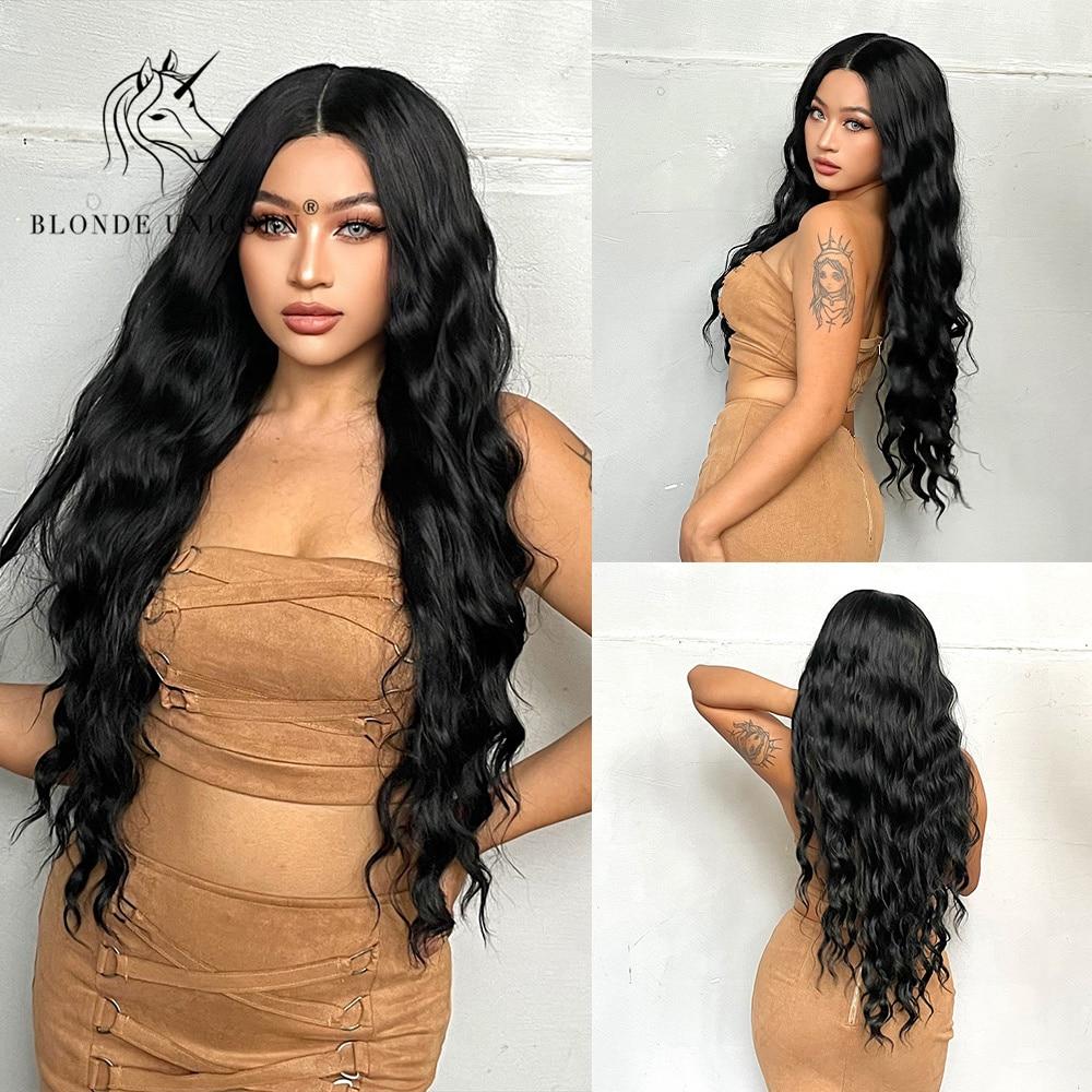 

Синтетические парики на шнуровке, длинные волнистые, вьющиеся, черные, супер длинные