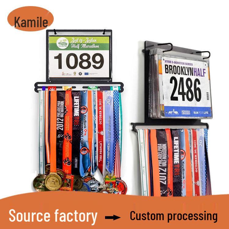 

Wall-Mounted Metal Running Medal Holder & Bib Storage Rack чёрный