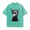 Womans Cotton Washed TShirts Fashion Creativity Doberman Printing Short Sleeve ONeck Loose Distressed Street Female Clothes