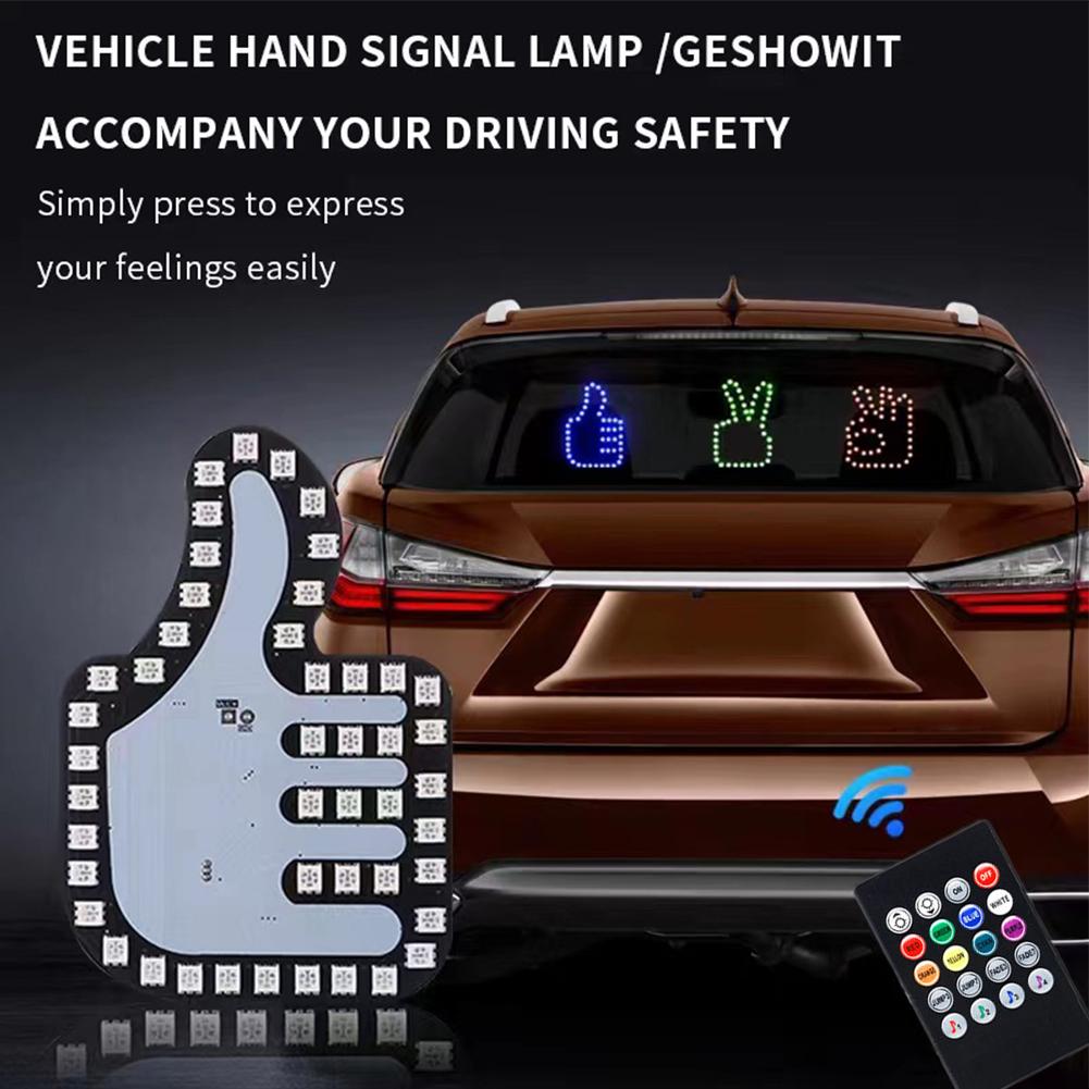 Car LED Funny Facial Expression Light With Remote Control Rear Window Multi-function Warning Reminder Lamp Accessories