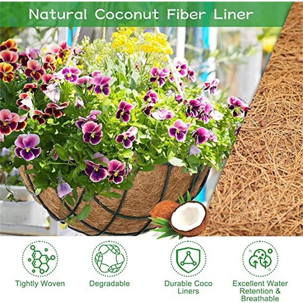 14inch 4 Pack Round Coco Liner for Hanging Basket,Flower Hanging Basket Coco Liners Replacement,Coco Fiber Replacement Liner