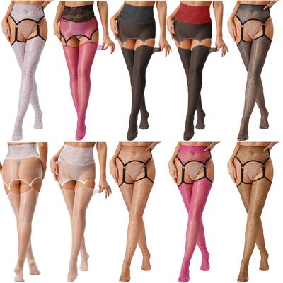 Damen Durchsichtige Florale Spitze Strumpfhosen Dehnbare Fußlose Leggings