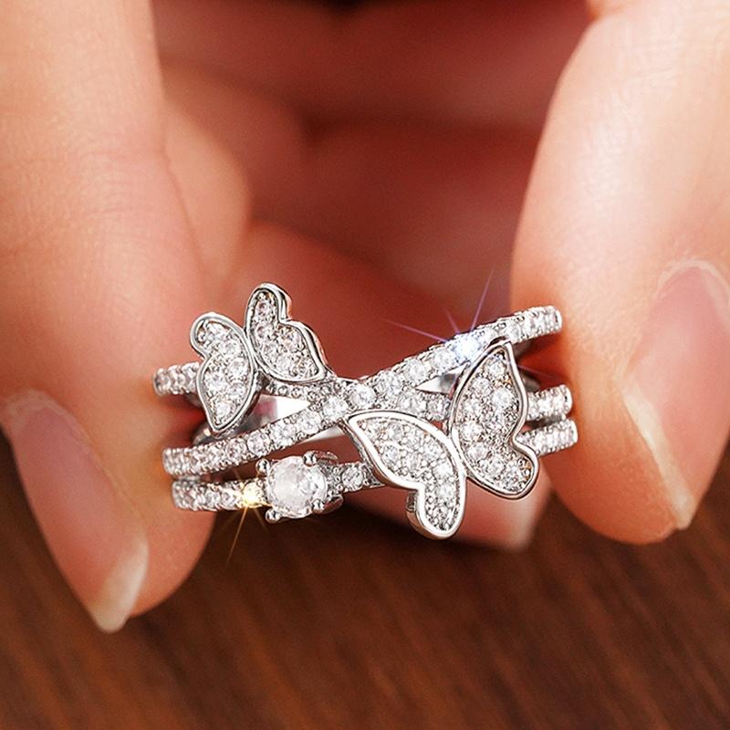 

CAOSHI Delicate Silver Color Hollow Out Rings Creative Butterfly Design Finger Accessories Sweet Wedding Party Fashion Jewelry 10