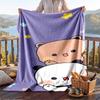 Warm Flannel Blanket Bubu Brownie Pattern, Lightweight Comfortable Throw Blanket for Bed Sofa Use