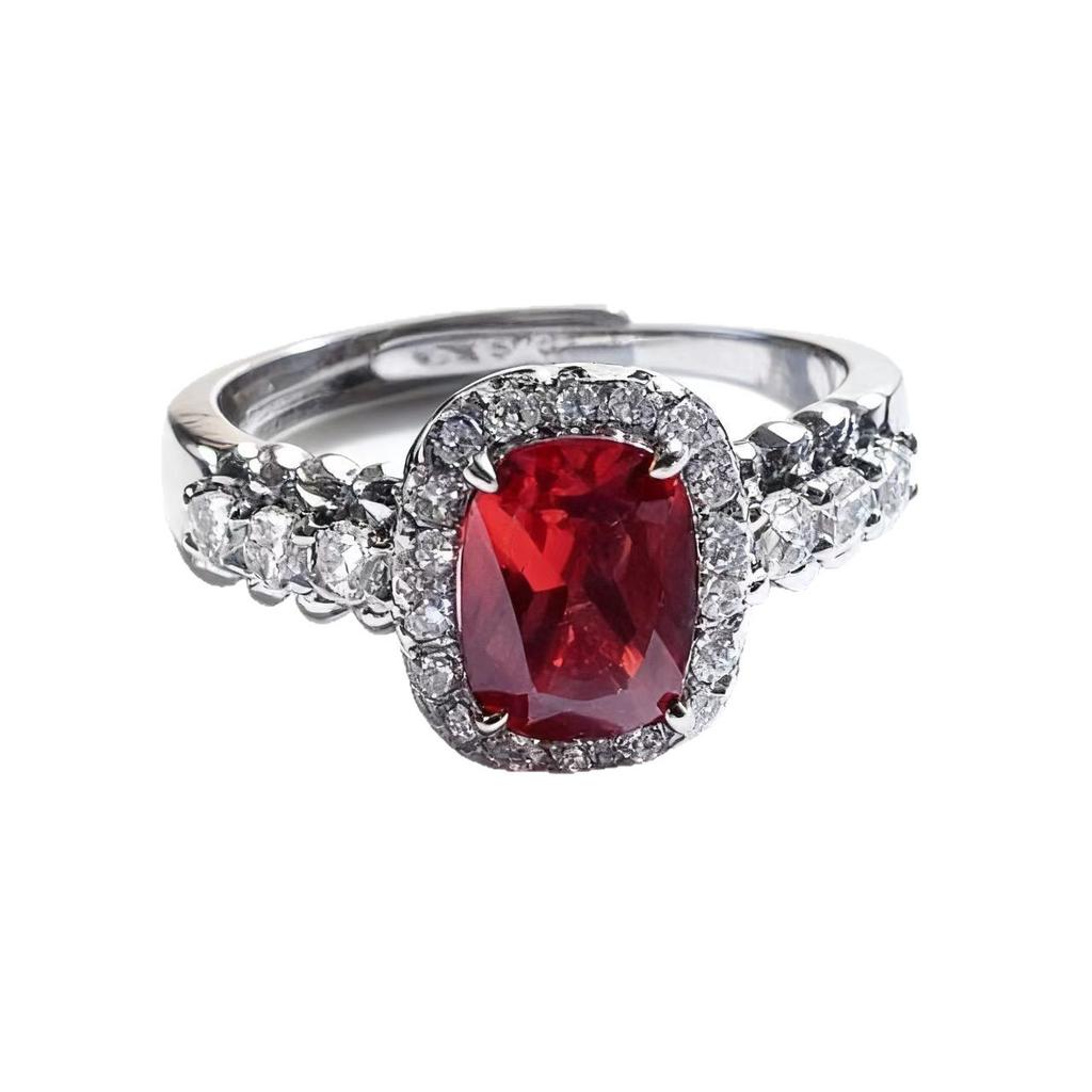 Accessories Fat Rectangle Pink Zir*****Pen Ring Luxury Temperament Versatile Pink Diamond Ring Women