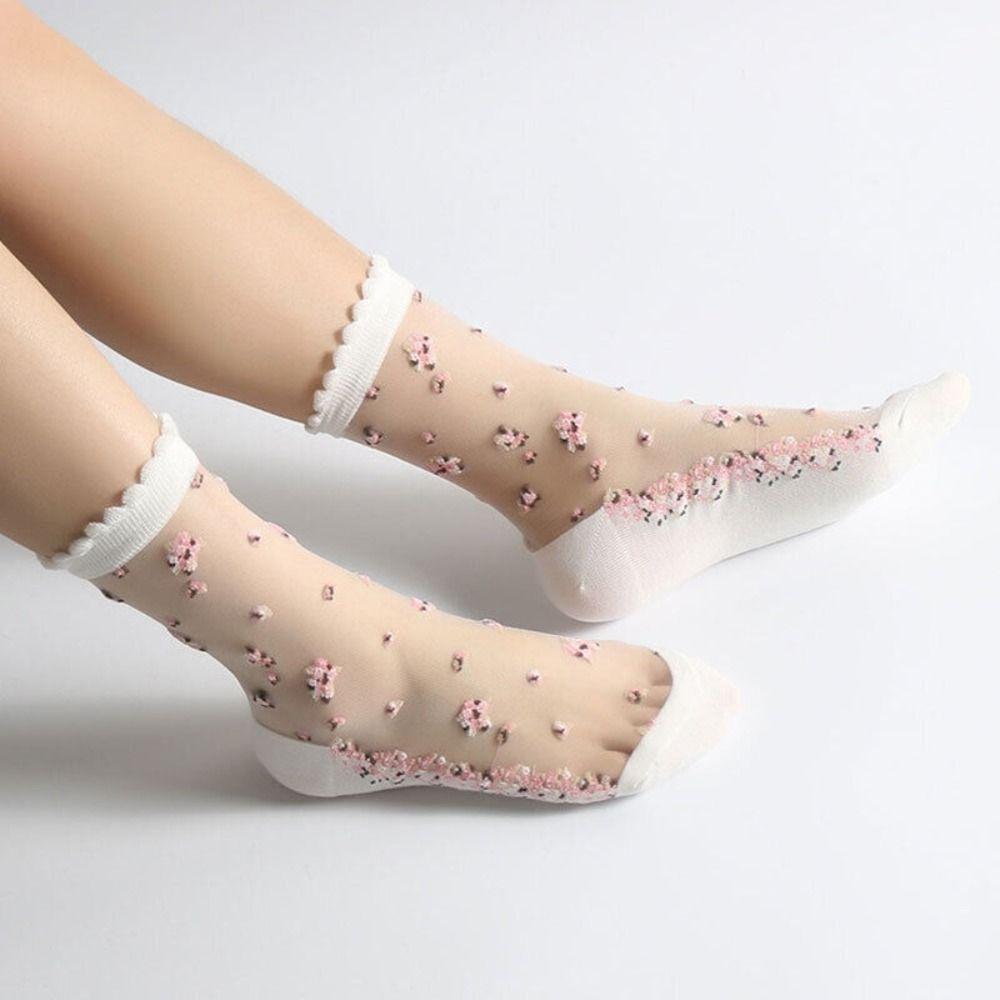 Elastic Flower Ankle Hosiery Transparent Sheer Ankle Sock Fashion Lace Summer Socks