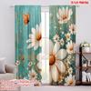 2D Flachdruck 2 Stück Vorhang Party Fenster Vorhänge Frühlings Gänseblümchen und Schmetterlinge Digital Bedruckt Polyester Vorhänge Geburtstag