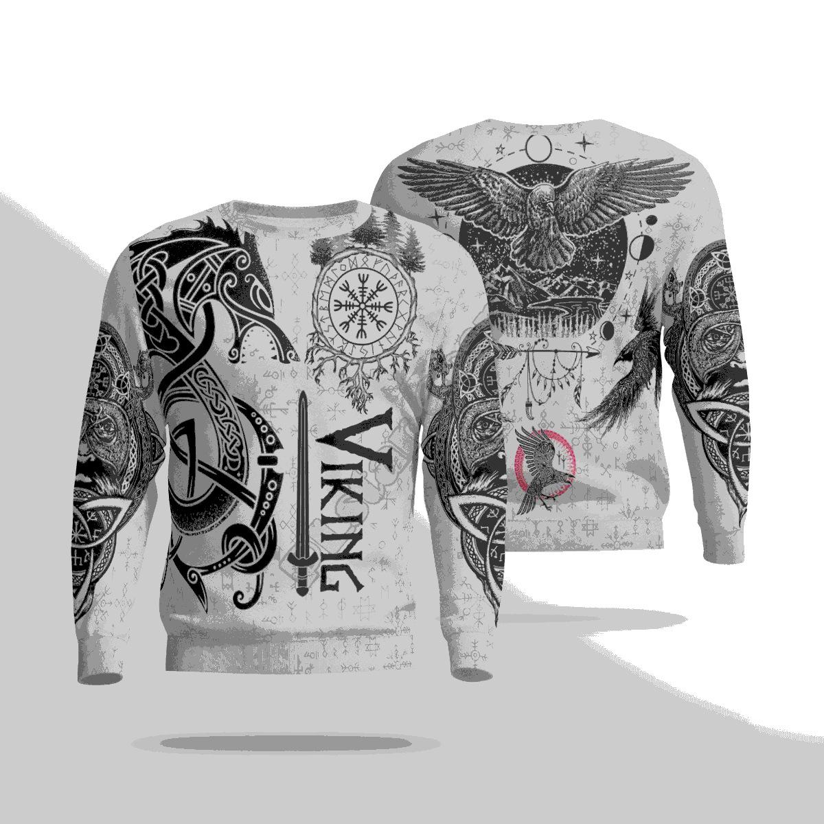 Fable Heren Pullover Sweatshirt Losse Casual Top met Lange Mouwen 3D Digitaal Tattoo Bedrukt Sweatshirt M
