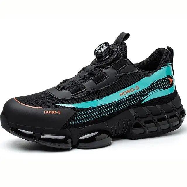 

Защитная обувь на воздушной подушке, мужские кроссовки со стальным носком, устойчивые к ударам, противоударные мужские рабочие ботинки с вращающимися пуговицами, мужская рабочая обувь 46 синий