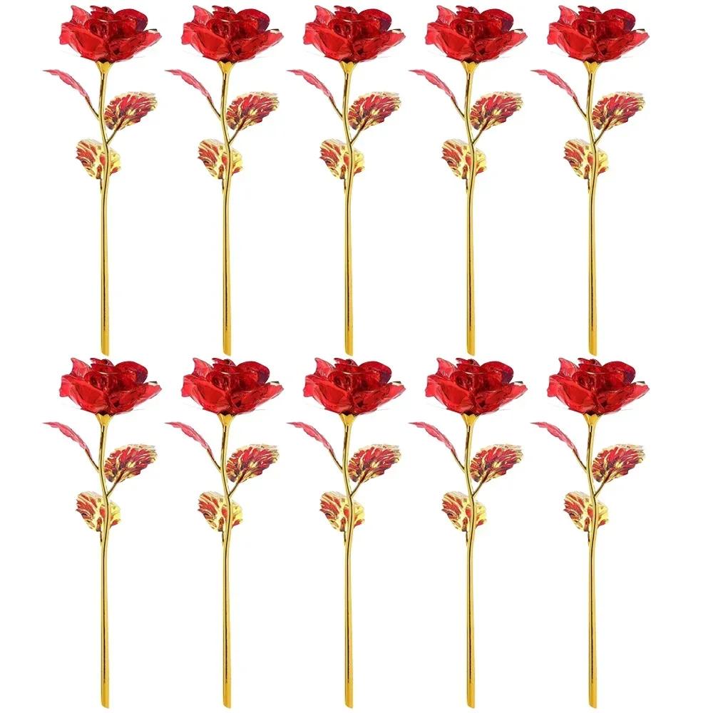 SALE Valentine's Day Creative Gift 24K Foil Plated Rose Gold Rose Lasts Forever Love Wedding Decor Lover Roses Creative Gift