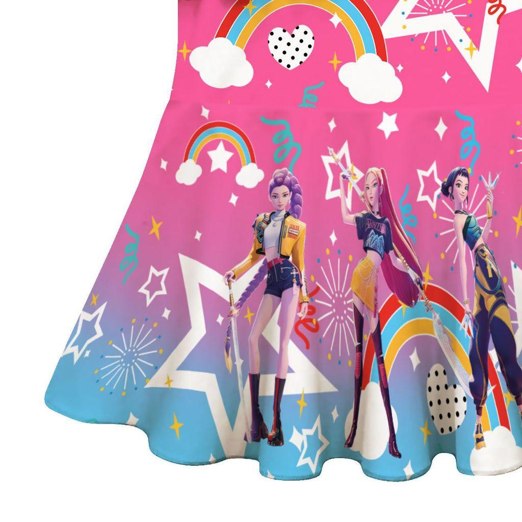 Kids Girls Anime Cartoon K-Pop Rumi Zoey Mira Print One-piece Swimsuit Swimwear