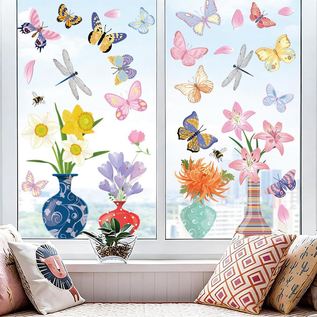 2026 New Spring Butterfly and Flower Electrostatic Window Stickers: Decorative Wall and Door Decals