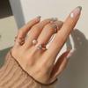 Sterling Color Combination Open Party Event Jewelry Rings Pearl Cubic Zircon Long Tassel Chain Finger Rings Women Best Gathering Souvenir
