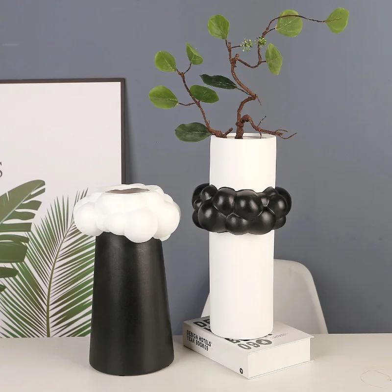 Cloud Shape Patchwork Ceramic Vase Abstract Bubble Flower Pot Flower Vase Floral Arrangement Accessories Home Decoration