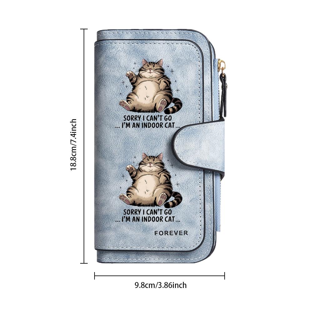 Cute Cat Print Women Long Wallet Casual Faux Leather Card Holder Purse