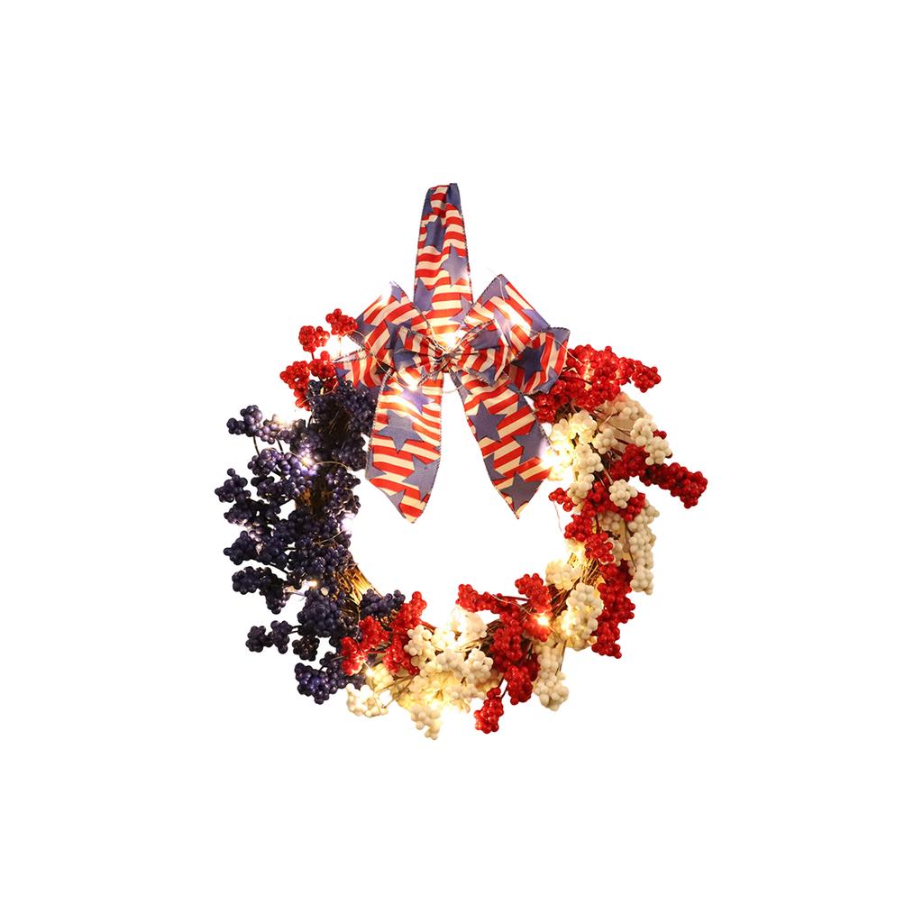 40CM Independence Day Wreath, Red,  And Blue Decorative Wreath, Door Hanging Wreath, Cross-border Decorative Products