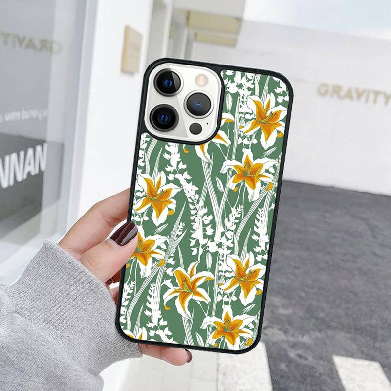 Retro Flower Leaves Graffiti Phone Case For iPhone 17 Air 15 16 Cover 11 13 14 Pro Max 12 Plus Max Fundas