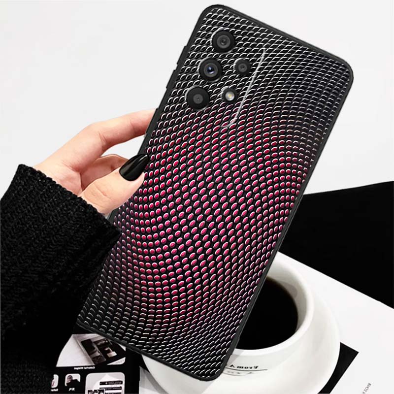 Creative metal style pattern Phone Case For Samsung A73 A72 A71 A55 A54 A53 A52 A51 A13 A22 A16 A15 A12 A14 A26 A07 5G Black