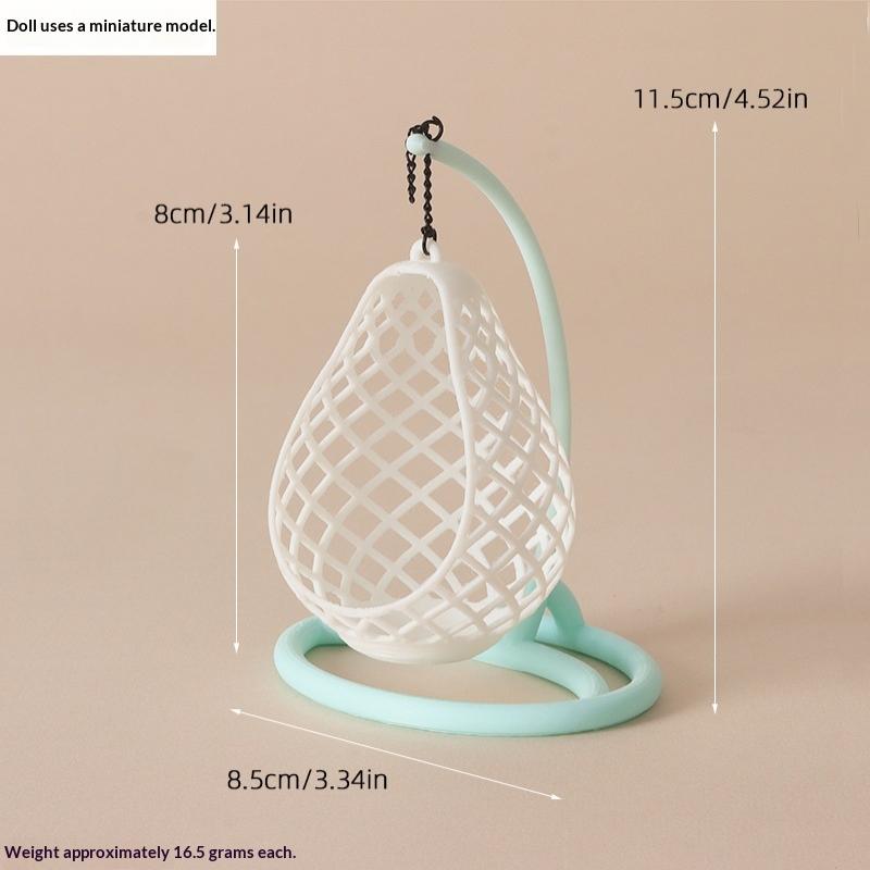 [J] 1Pcs DIY Diorama Scene Accessory 1:12 Scale Dollhouse Miniature Hanging Egg Chair Wicker Swing Chair Model Desktop Decor