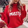 Women's European and American Loose Bat Sleeve Christmas Turtleneck Sweater