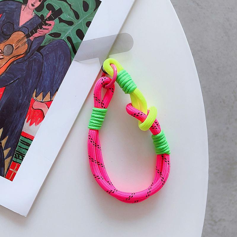 For Ip 15 14 Pro Max Samsung Flip 4 Coloful Rope Chain Korean Mobile Phone Cute Knot Portable Anti-Loss Hand Bracelet Chain