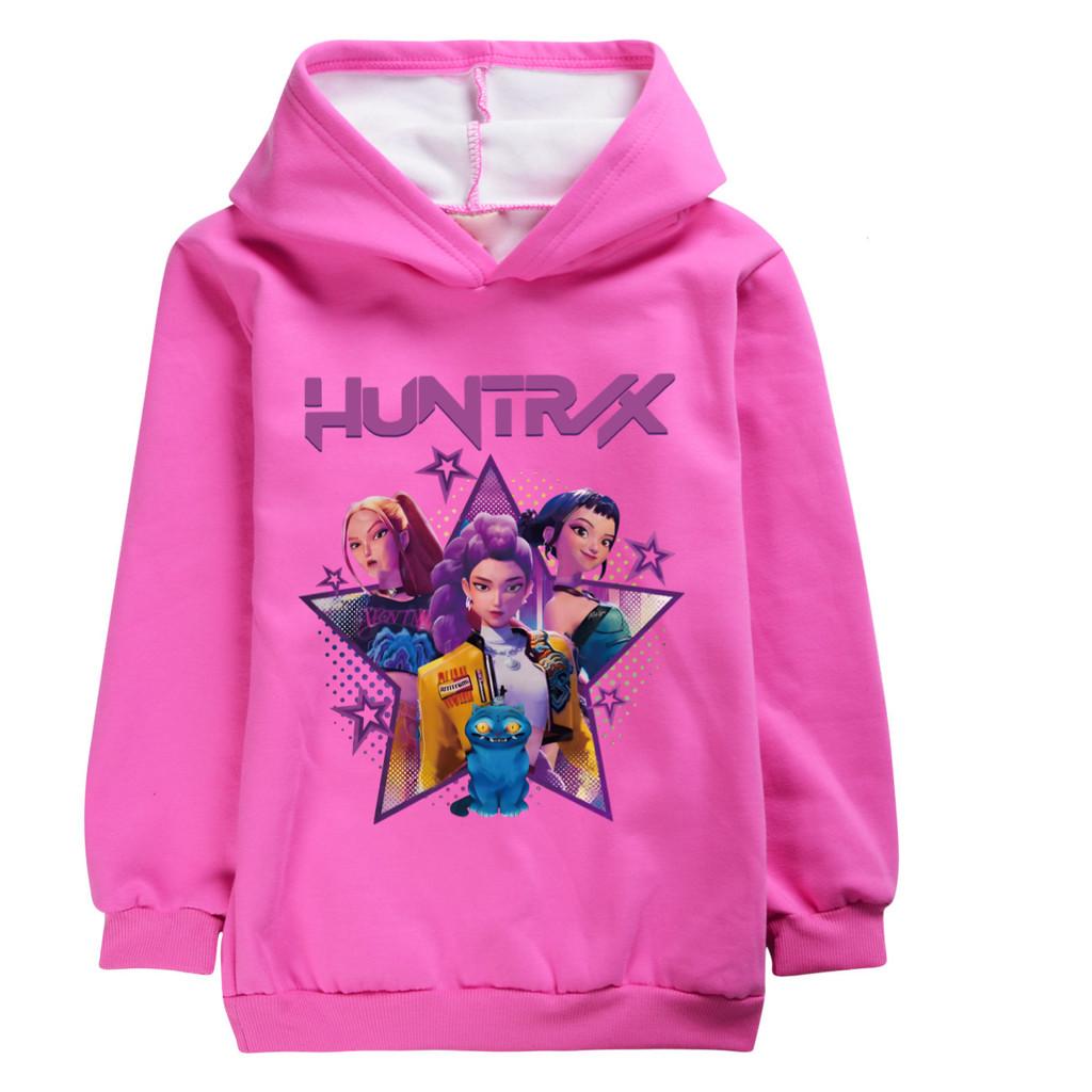 4840 Kids Girls Kpop Rumi Zoey Mira Derpy Print Casual Long Sleeves Velvet Warm Hoodie
