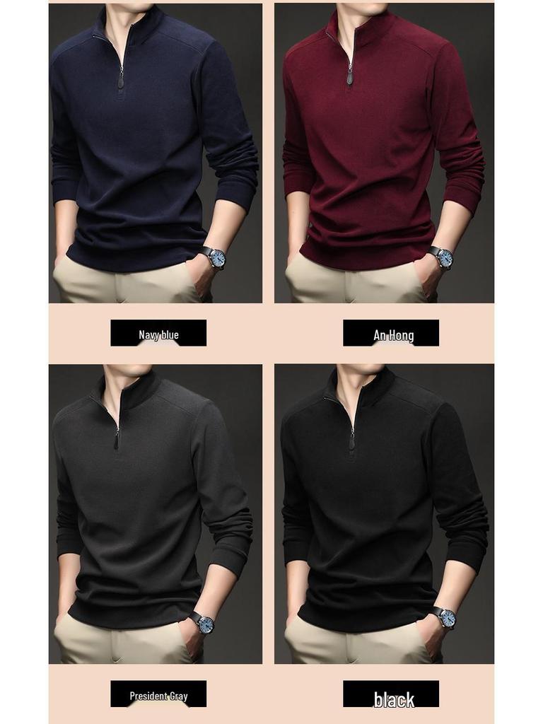 Men's Thickened Fleece Half-Zip Polo Shirt with Stand-up Collar - Comfortable, Skin-Friendly, Plus Fleece Casual Hoodie