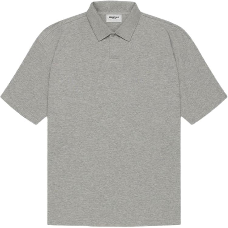 Fear of God Essentials SS21 Kurzarm Polo Unisex Poloshirts Dunkel-Melange-Haferflocke FOG-SS21-615