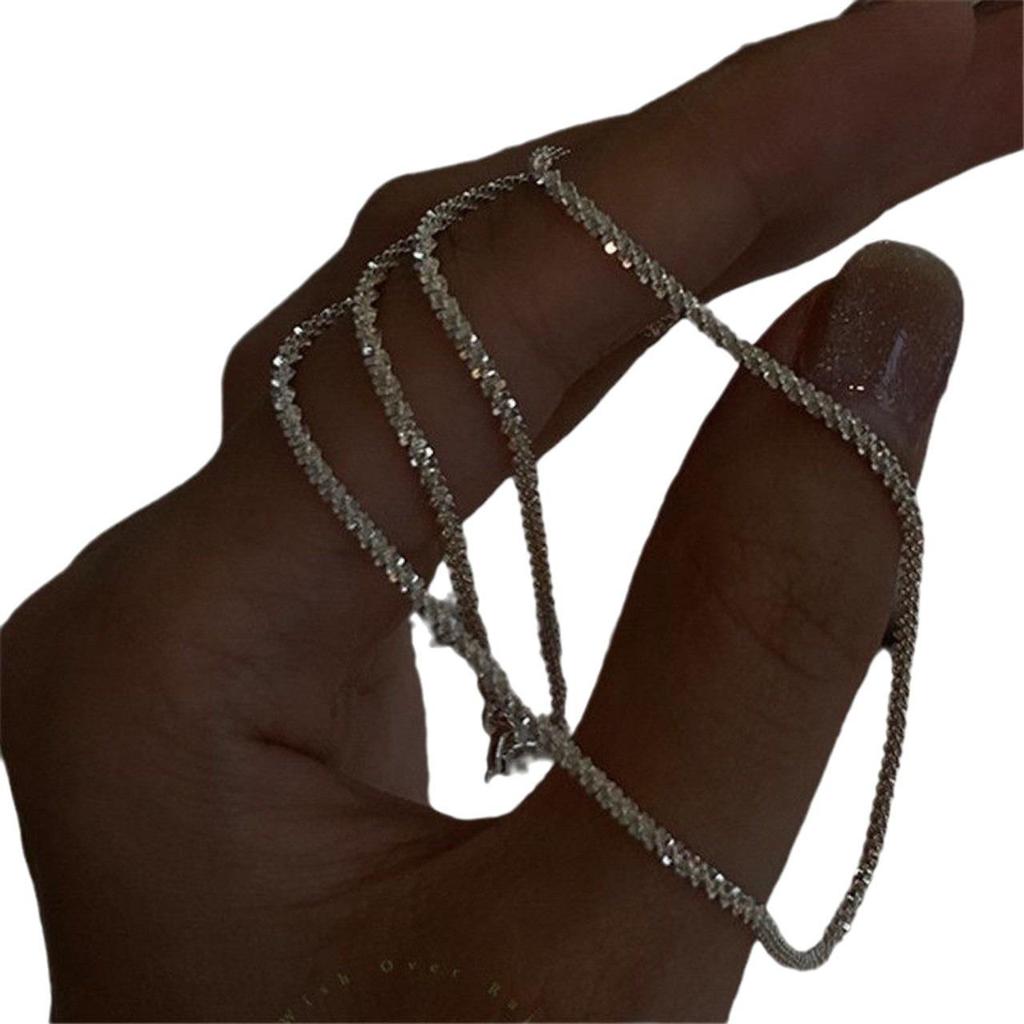 European and American Sparkle Starry Sky Glitter Chain Necklace - Geometric Hollow Design