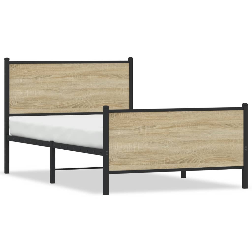 Metal Bed Frame Without Mattress Sonoma Oak Finish 107 X 203 Cm