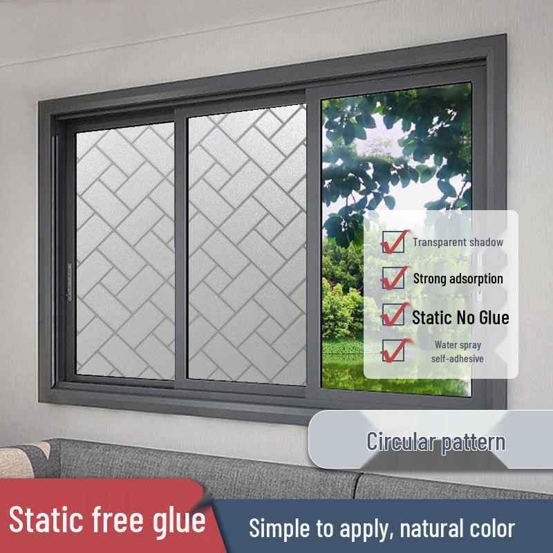 Matowa Folia Statyczna na Okno - Prywatność i Ochrona przed Podglądaniem, Bezklejowa Naklejka na Szkło do Salonu