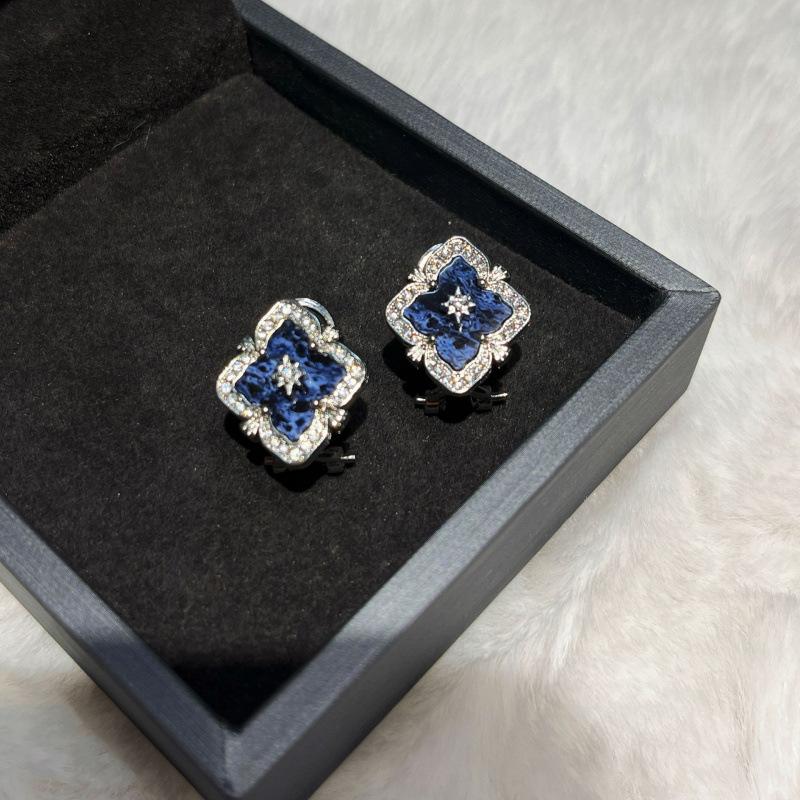 Italienisch Gebürstet Mittelgroß Buchi Klee Blau Peter Set Halskette Armband Vintage Hof Licht Luxusschmuck