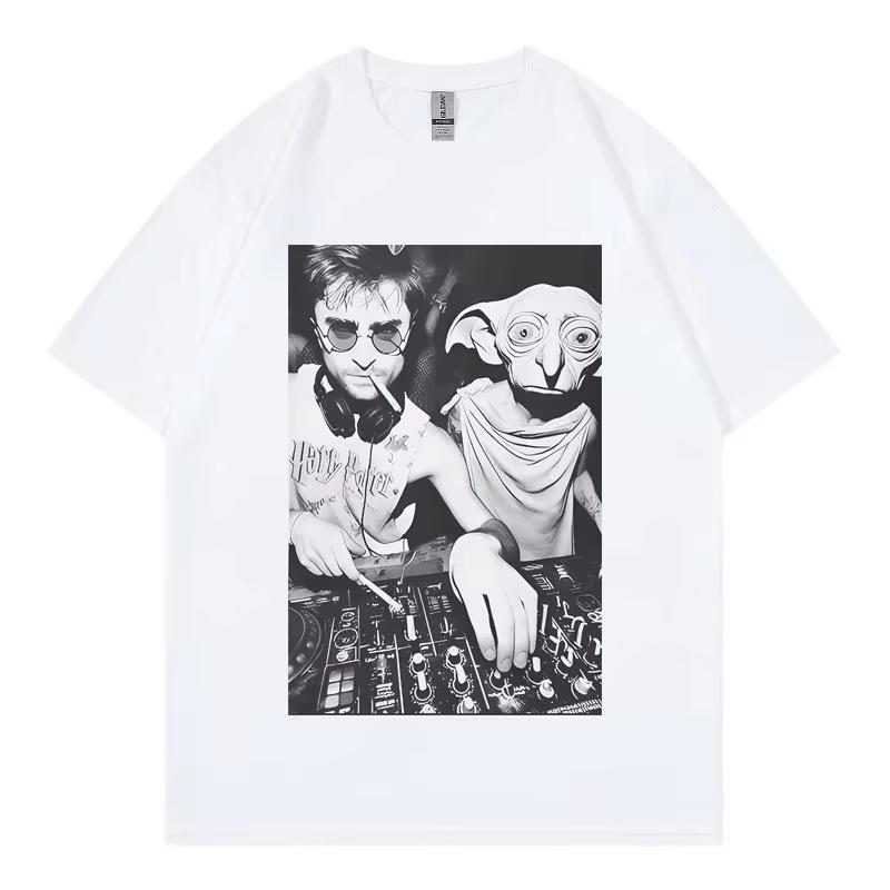 Dobby the House Elf DJ Fun Meme gotická ležérní a uvolněná tričko s krátkým rukávem retro