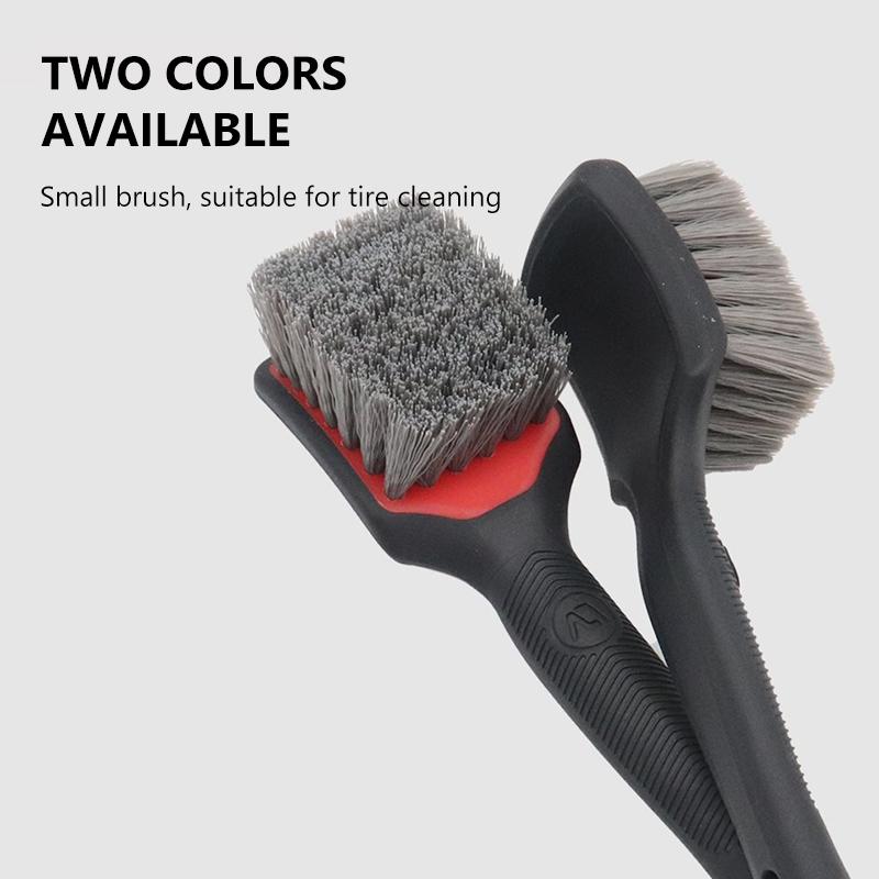 SEAMETAL Car Tire Wheel Cleaning Brush Car Wash Brush Medium Soft Nylon Short Handle Steel Ring Floor Mat Fabric Decontamination Brush