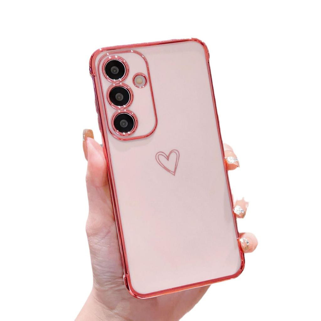 Suitable for Samsung S25ULTRA Electroplated Hollow Love Mobile Phone Case A14 Silicone All Inclusive A54 Protective Case