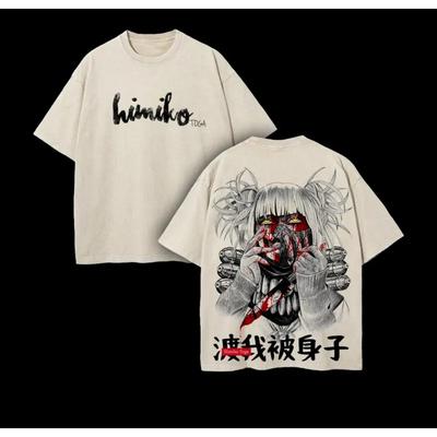 Manga My Hero Academia Toga Himiko T-shirt For Men Women Clothing Tops Hip Hop Washed Oversized T Shirt Cotton Short Sleeve Tees