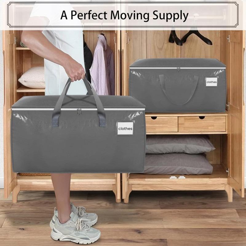 2 Stück Gewebte PP Aufbewahrungstaschen Wasserdicht mit Reißverschlussgriffen Schwerlast Umzugstaschen Alternative Umzugskartons zum Gepäckpacken
