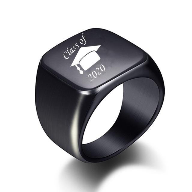 Free Engrave New Silver/Gold/Black/Blue Square Big Width Signet Rings Customized Fashion Finger Men Ring Titanium Steel Jewelry