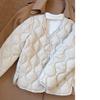 Giacca da Donna Leggera in Piuma e Cotone Vestibilità Larga Spessa Calda Senza Collo Capospalla in Cotone alla Moda Elegante per l'Inverno