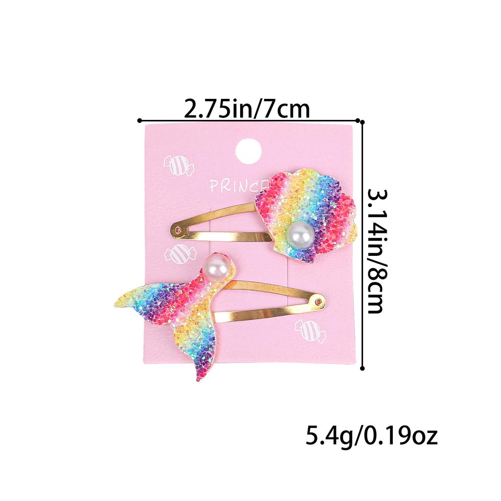 2 ST Tecknad Sjöjungfru Hårklämmor Glittriga Regnbågsfärgade Sjöjungfru Hårnålar Barrettes Legeringsklämmor Barn Hårklämma Barn Håraccessoarer