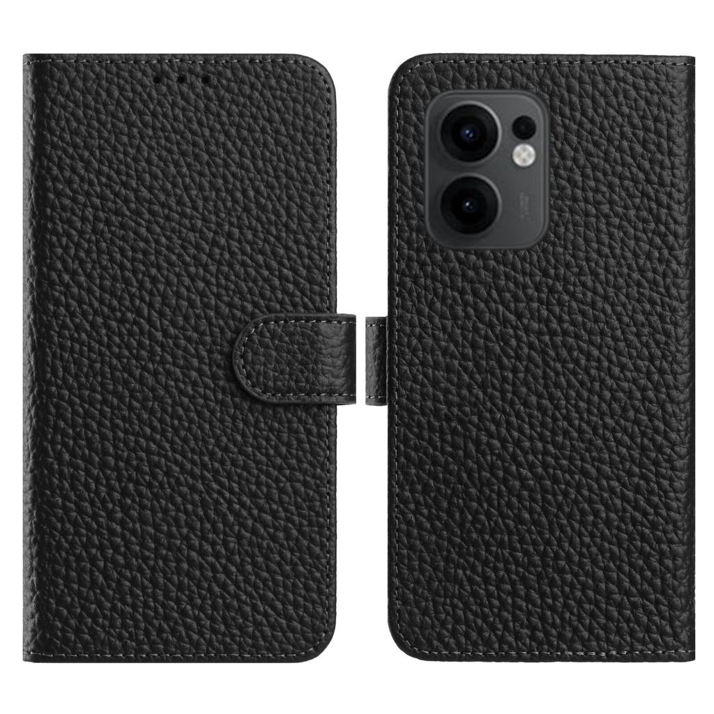 For Oppo Reno13 F 5G (Reno 13 FS 5G)/4G Case Wallet Stand Litchi Texture Genuine Cow Leather Flip Phone Cover