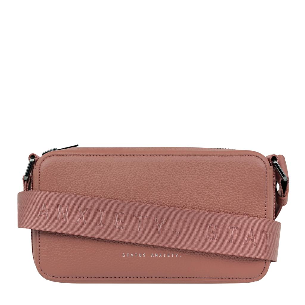 Status Anxiety DELIRIUM Shoulder Crossbody Adult Leather Cowhide Korean Leather Dusty Rose Women's Bag, Bag, Bag, Leather, Bag,