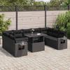 VidaXL Garden Lounge Set 10 Pcs with Cushions Black Braided Resin 3326536