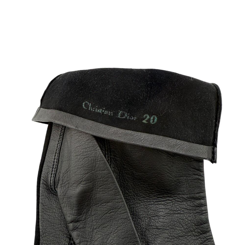 Dior suede Logo embossing leather gloves black leather Women Used